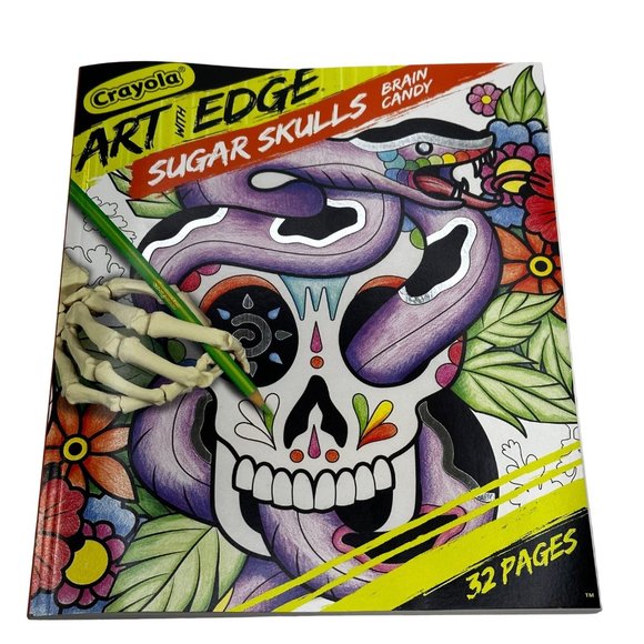 Crayola Art With Edge Sugar Skulls Brain Candy Coloring Book 32 Pages New - Picture 1 of 8